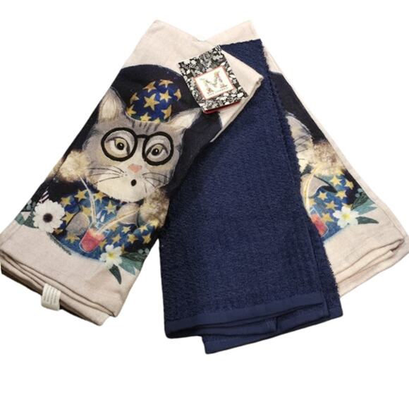 Mia Charro Kitchen Towels – Cat Wizard Design – Set of 3 – New in Package - Picture 2 of 3